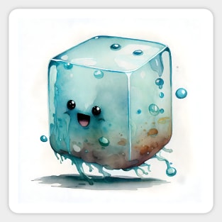 Cute Watercolor Gelatinous Cube Sticker